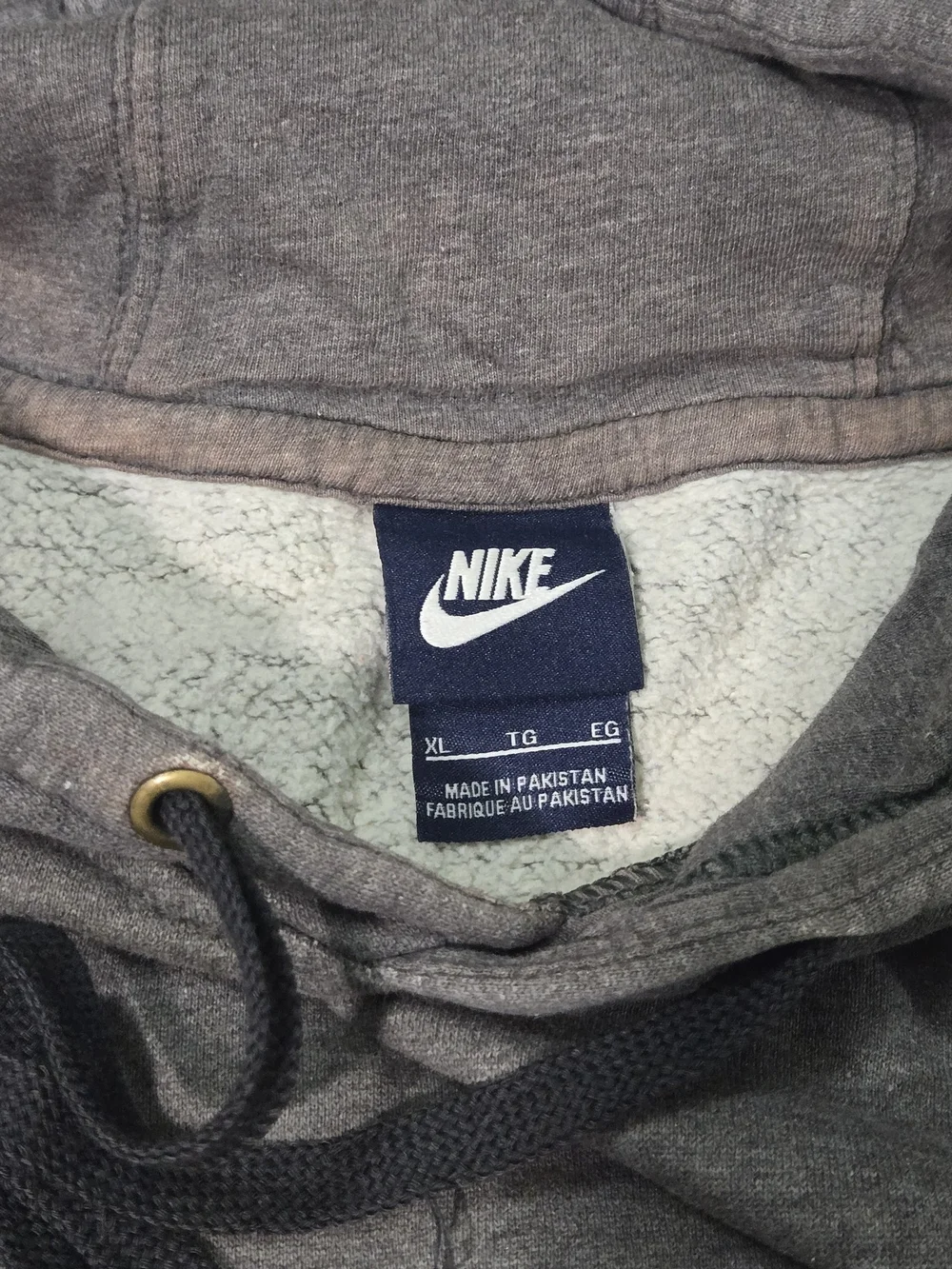 Nike Men's Gray Pullover Hoodie XL Solid Fleece Cotton Blend Logo Pockets *Read